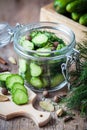 Cucumbers ready for pickling. Homemade canning.