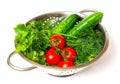 Cucumbers. red tomatoes and green arugula Royalty Free Stock Photo