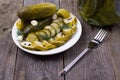 Cucumbers slices in a plate Royalty Free Stock Photo