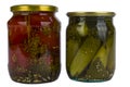 Cucumbers and tomatoes in a jar. Royalty Free Stock Photo