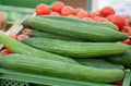 Cucumbers and tomatoes at the market Royalty Free Stock Photo