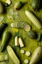 Cucurbita green assortment on green background