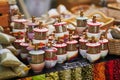 CUCURON, FRANCE - JULY 21, 2022: Dried herbs on Mediterranean farmer market in Provence, France