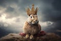 Cuddly bunny holding a crown. Generate ai