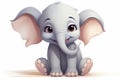 Cuddly Cute grey cartoon elephant. Generate Ai