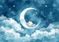 Cuddly Dreams: A Cozy Nighttime Scene with a Curled-Up Teddy Bea