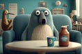 Cuddly extrange funny criatures, confuse, with blank signboards to help to communicate the messages, copy space, generative ai