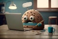 Cuddly extrange funny criatures, tired, with blank signboards to help to communicate the messages, copy space, generative ai