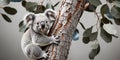 Cuddly koala clinging to eucalyptus tree Royalty Free Stock Photo