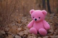 Cuddly Pink bear toy animal. Generate Ai