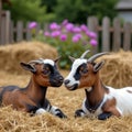 Cuddly Pygmy Goats in a Barnyard Setting Royalty Free Stock Photo