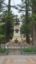 View of the monument dedicated to Abdon Calderon in the park Calderon in the historical center of the city of Cuenca