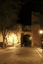 Historical facades and streets of The ancient city of Cuenca at night Royalty Free Stock Photo