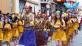 Folk dancers represent culture of Shuar, Ecuador