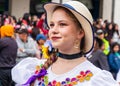 Young pretty woman folk dancer. Ecuador