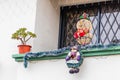 Christmas window decoration in the city of Cuenca. Ecuador Royalty Free Stock Photo
