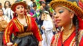 Folk peruvian dancers at parade