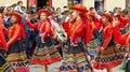 Folk peruvian dancers at parade