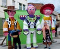 Cuenca, Ecuador - December 31, 2016; Traditional giant Monigotes, Mannequins or Paper Mache dummies that will get burned at midnig