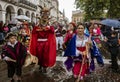 Cuenca, Ecuador, Feb 8, 2018: Man wears devil costume in parade