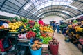 CUENCA, ECUADOR - FEBRUARY 11, 2020: Traditional ecuadorian food market selling agricultural products and other food items in Royalty Free Stock Photo