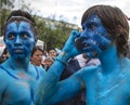 Cuenca, Ecuador - Jan 6, 2013: Two teenagers dressed as Avatars