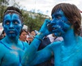 Cuenca, Ecuador / Jan 6, 2013: Two teenagers dressed as Avatars