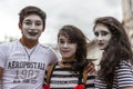 Cuenca, Ecuador / May 10, 2014: Teenagers dressed as mime