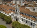 Cuenca, Ecuador - October 21, 2017 - Aerial view of the iconic Old Cathedral in the center of town Royalty Free Stock Photo