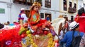 Cuenca, Ecuador. Parade Pase del Nino Viajero, Girl dressed up on horseback Royalty Free Stock Photo