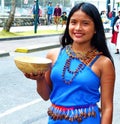 Young woman dancer from Amazonia, Ecuador