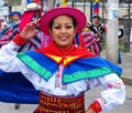 Girl folk dancer from ecuadorian Sierra