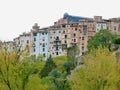 Cuenca, hanging houses in autumn, medieval town situated in the middle of 2 ravines, UNESCO world heritage site. Spain.