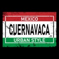 Cuernavaca. Red green isolated inscription Mexican Cuernavaca for print, clothing, t-shirt, souvenir, poster, banner