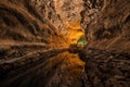 Cueva de los Verdes. Tourist attraction in Lanzarote, amazing volcanic lava tube. Royalty Free Stock Photo