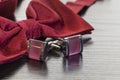 Cuff links and red bow tie Royalty Free Stock Photo