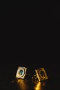 Cufflinks classic accessory on black background Royalty Free Stock Photo
