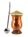 Cuia de chimarrÃÂ£o with Pump and yerba mate, white background Royalty Free Stock Photo