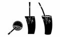 Cuia with water, Bombilia, and Yerba mate for terere. Horn style. Black fill. Royalty Free Stock Photo