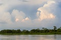 Cuiaba river with landscape and storm clouds