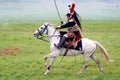 Cuirassier at Borodino battle historical reenactment in Russia