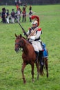 Cuirassier at Borodino battle historical reenactment in Russia