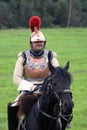 Cuirassier at Borodino battle historical reenactment in Russia