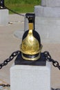 Cuirassier helmet on a plinth