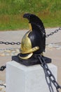 Cuirassier helmet on a plinth