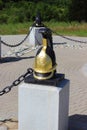 Cuirassier helmet on a plinth