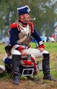 Cuirassier portrait at Borodino battle historical reenactment in Russia