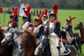 Cuirassiers at Borodino battle historical reenactment in Russia