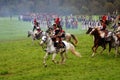 Cuirassiers at Borodino battle historical reenactment in Russia