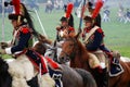Cuirassiers at Borodino battle historical reenactment in Russia